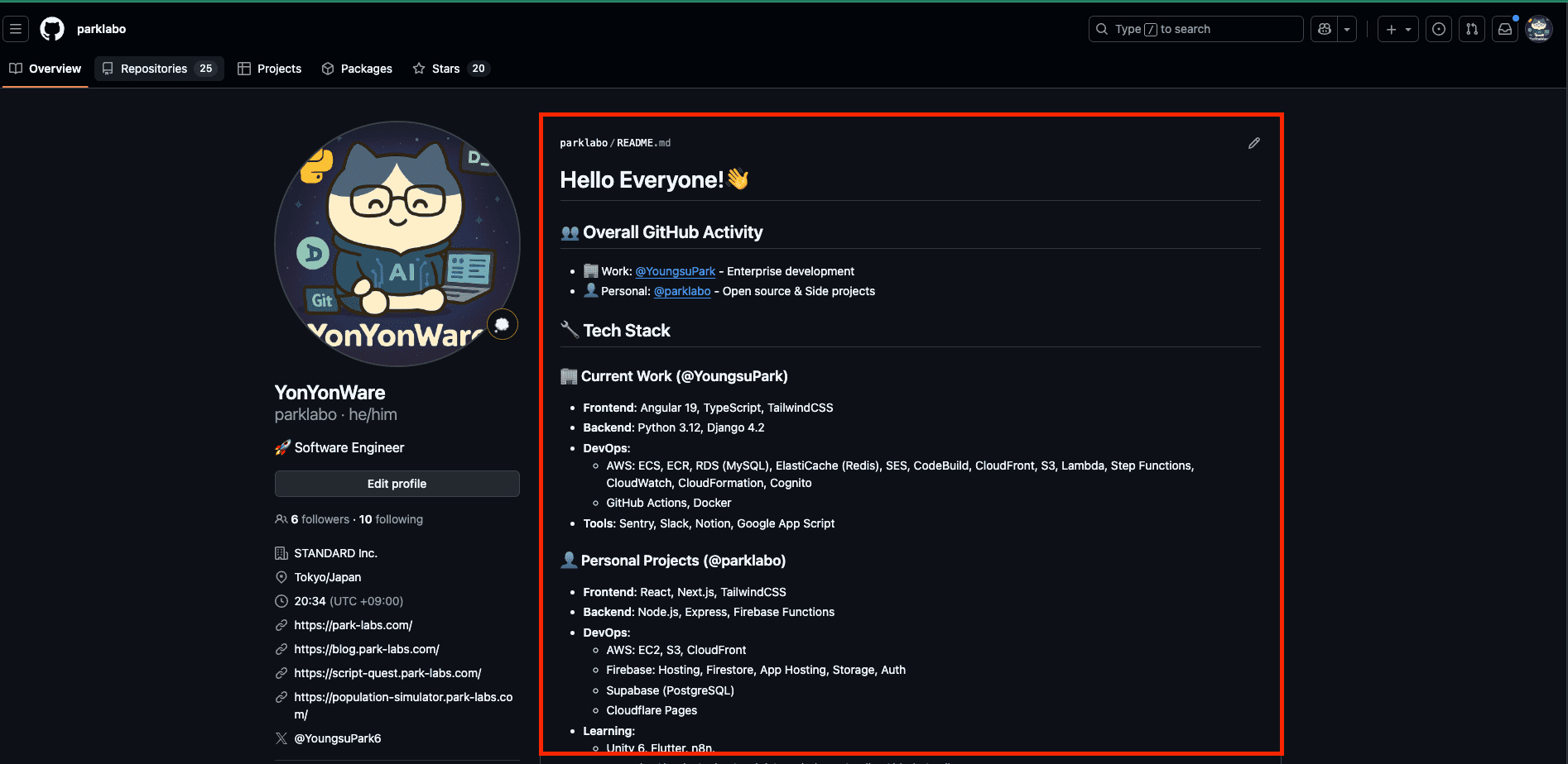 완성된 README 프로필 예시